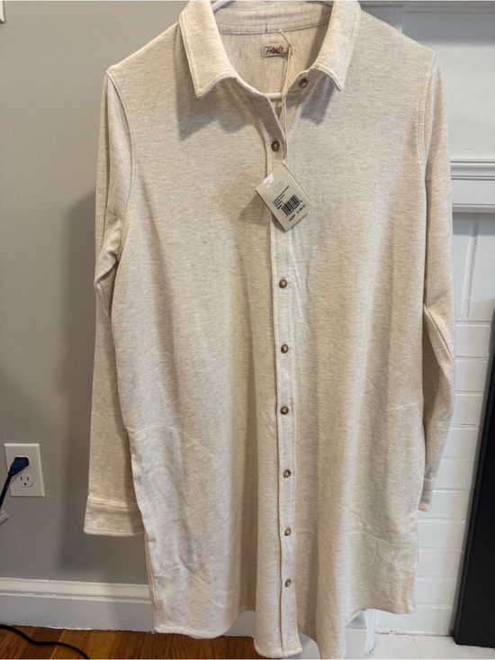Faherty Sweaters - Faherty Women’s Off White Legend Sweater Dress Long-Sleeve Button-Up